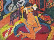 Ernst Ludwig Kirchner Madchen mit Katze oil painting on canvas